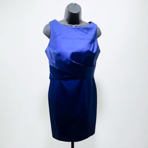 Talbots Women’s Silk Shift Midi Dress Sleeveless Lined Navy Blue Size 8P - Picture 1 of 10